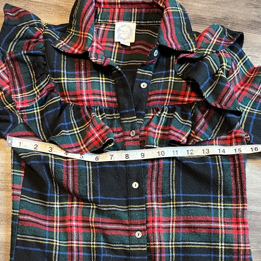 Plaid Ruffle Button-Up dress - Picture 2 of 3